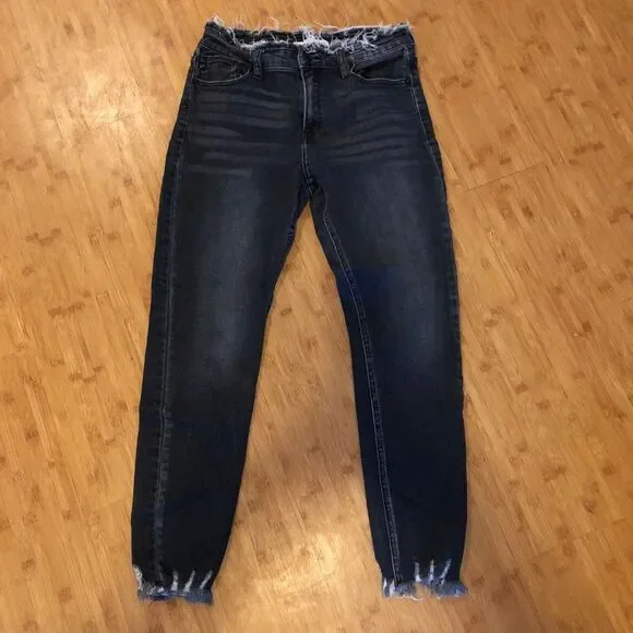 Kancan for Maurice’s raw waist hem distressed estillo grey black size 29 skinny - Picture 2 of 7